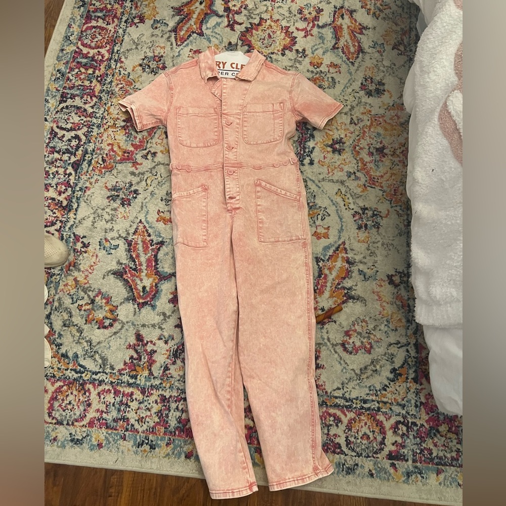Pink denim jumpsuit!